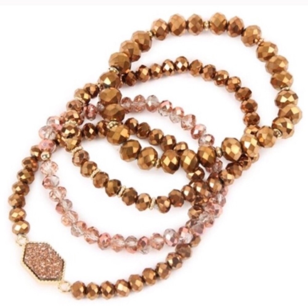Champagne glass bead druzy bracelet